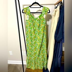Kaktus Green Floral Maxi Dress